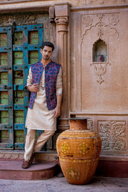Patola motif embroidered in beads, sequins and resham work.