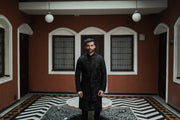 Black Long Jacket Set for Men - Raj Shah