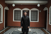 Buy Black Long Jacket Set with Resham and Cut Dana Work for Men - Raj Shah