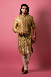 Pure Silk Golden Indowestern for Men - Raj Shah
