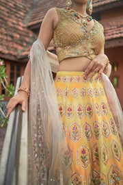 Buy Yellow lehanga choli in raw silk with sequence and zardoshi work Collection for Women - Raj Shah
