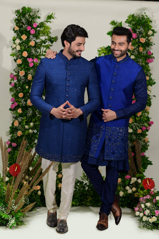 Buy Blue long jacket Collection for Men - Raj Shah
